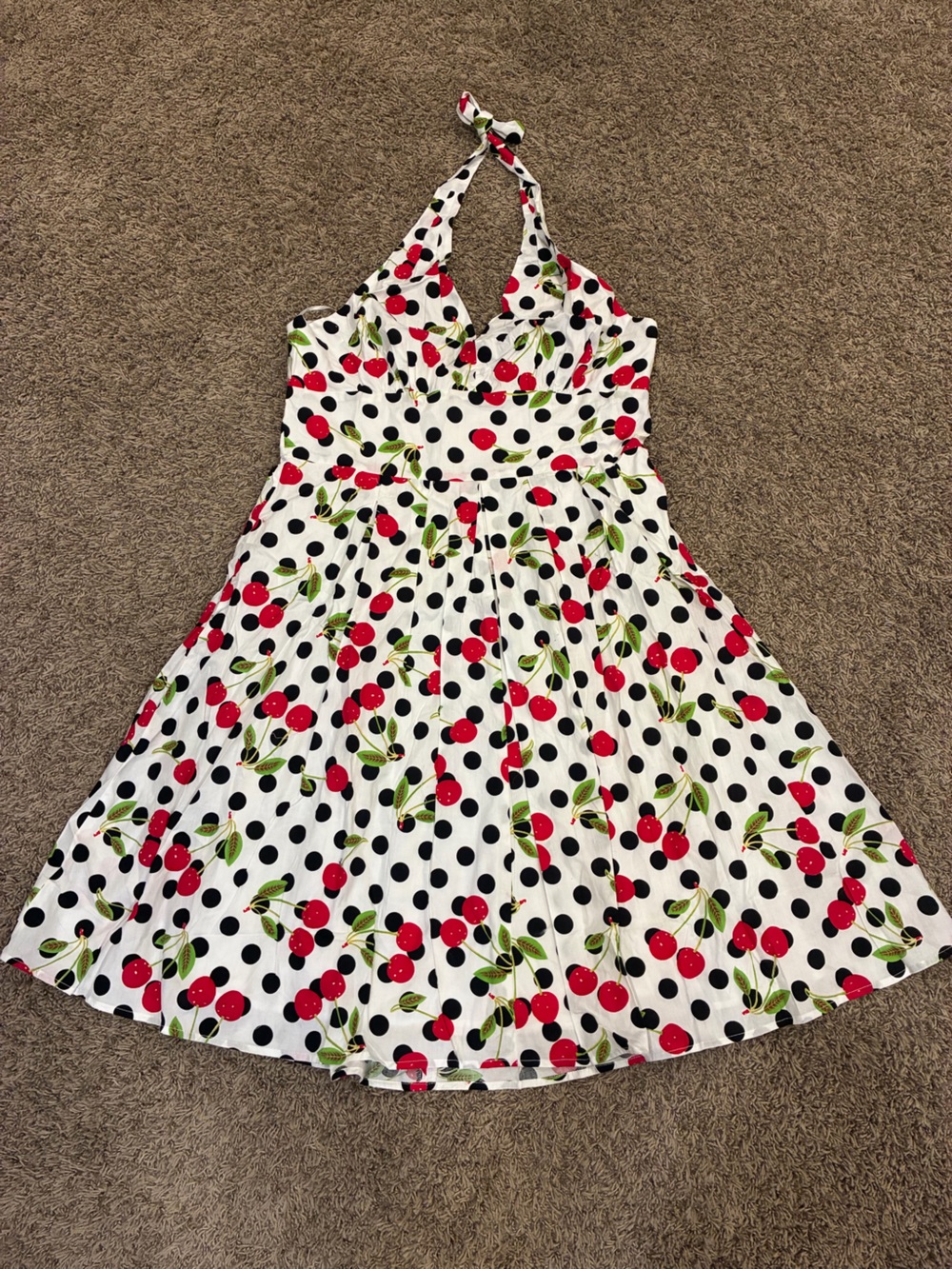 NWT: Tatyana White Cherry Halter Dress 3XL Retro Rockabilly Fit and Flare 3XL - Picture 4 of 15